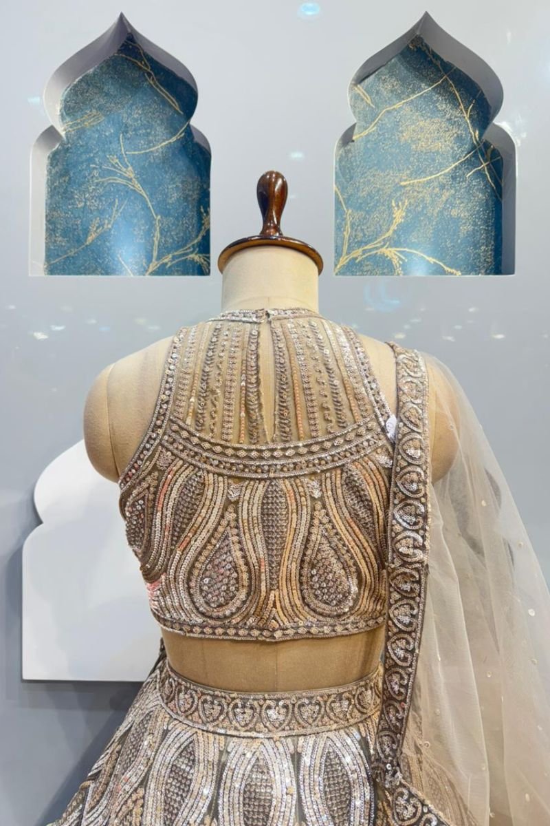 "IVORY GOLD MIRAGE LEHENGA" - Image 6