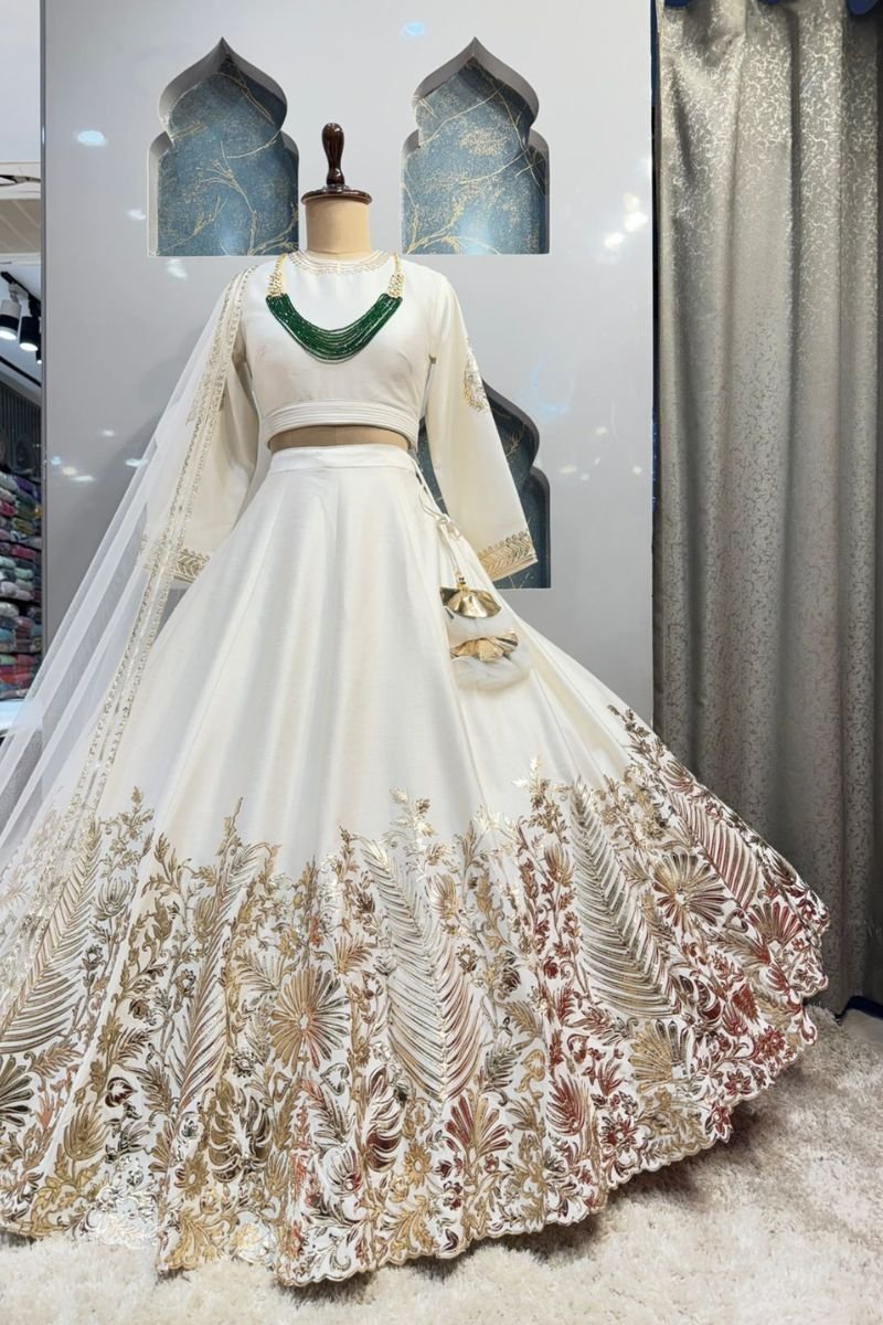"IVORY ROYALE EMBROIDERED LEHENGA" - Image 5