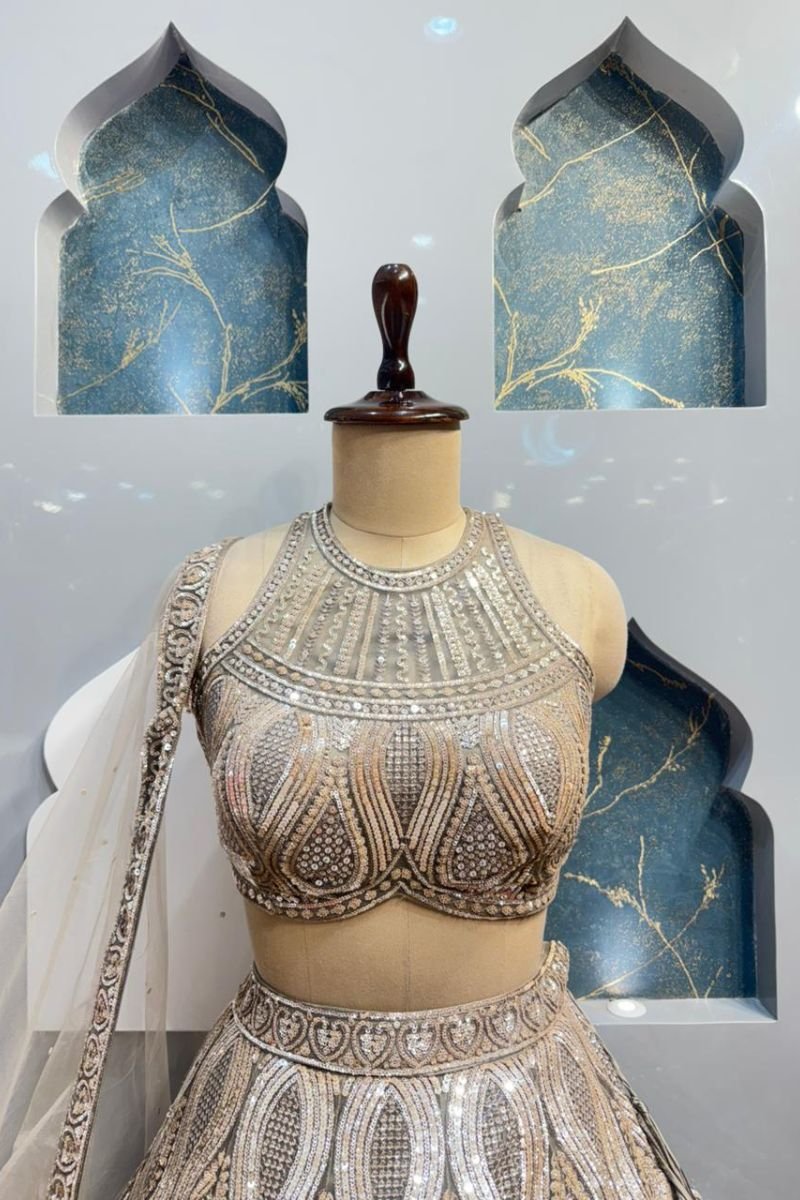 "IVORY GOLD MIRAGE LEHENGA" - Image 3