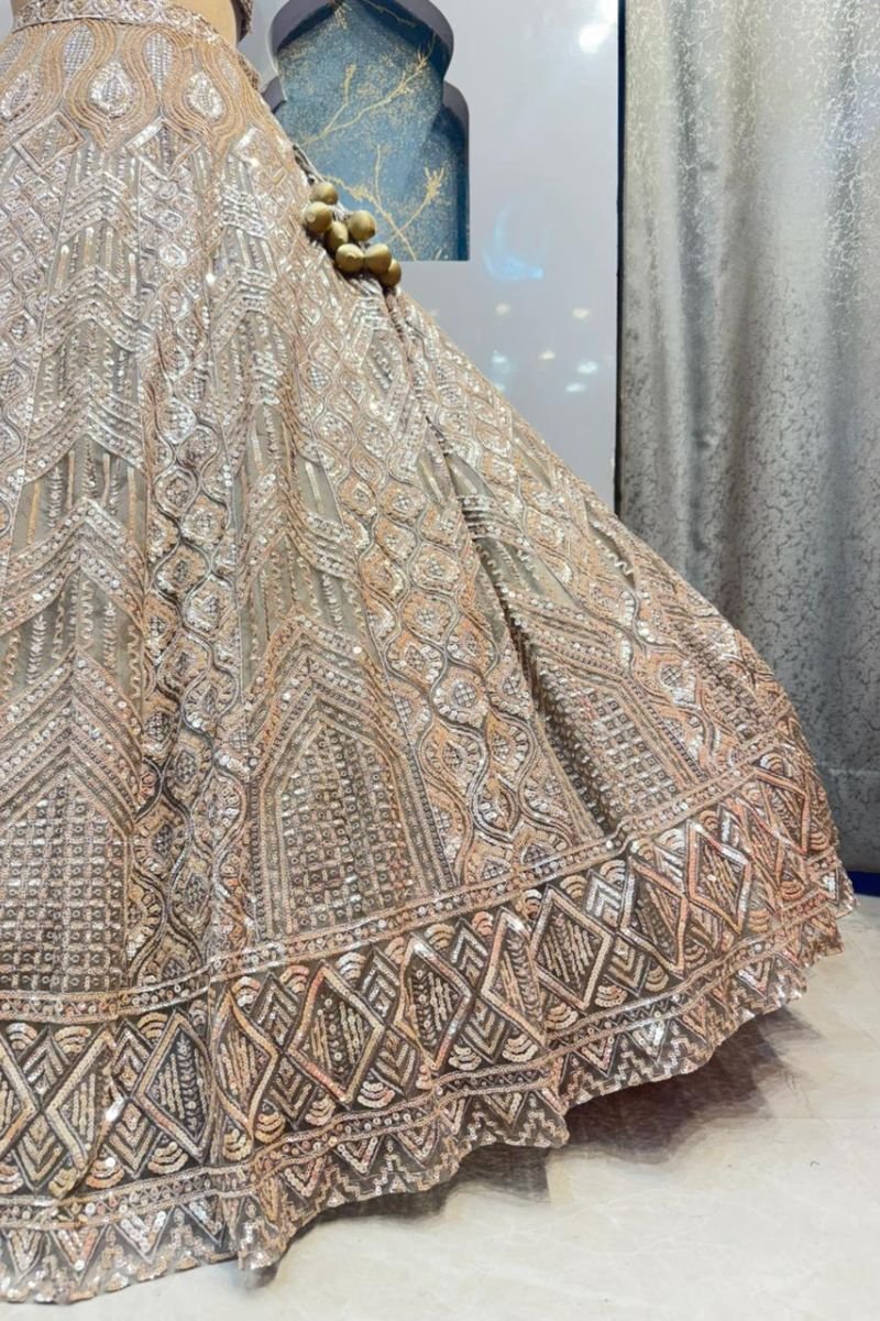 "IVORY GOLD MIRAGE LEHENGA" - Image 4