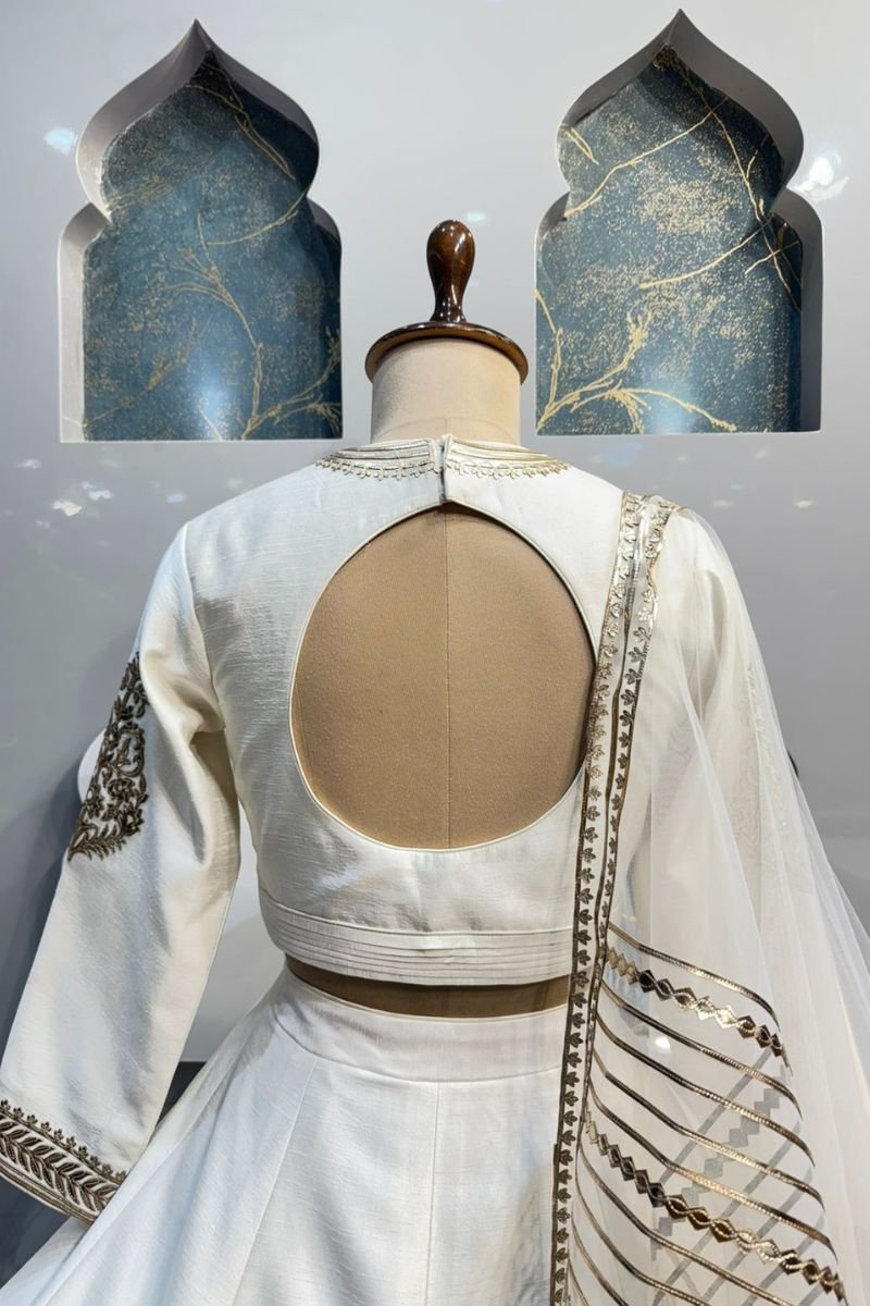 "IVORY ROYALE EMBROIDERED LEHENGA" - Image 6