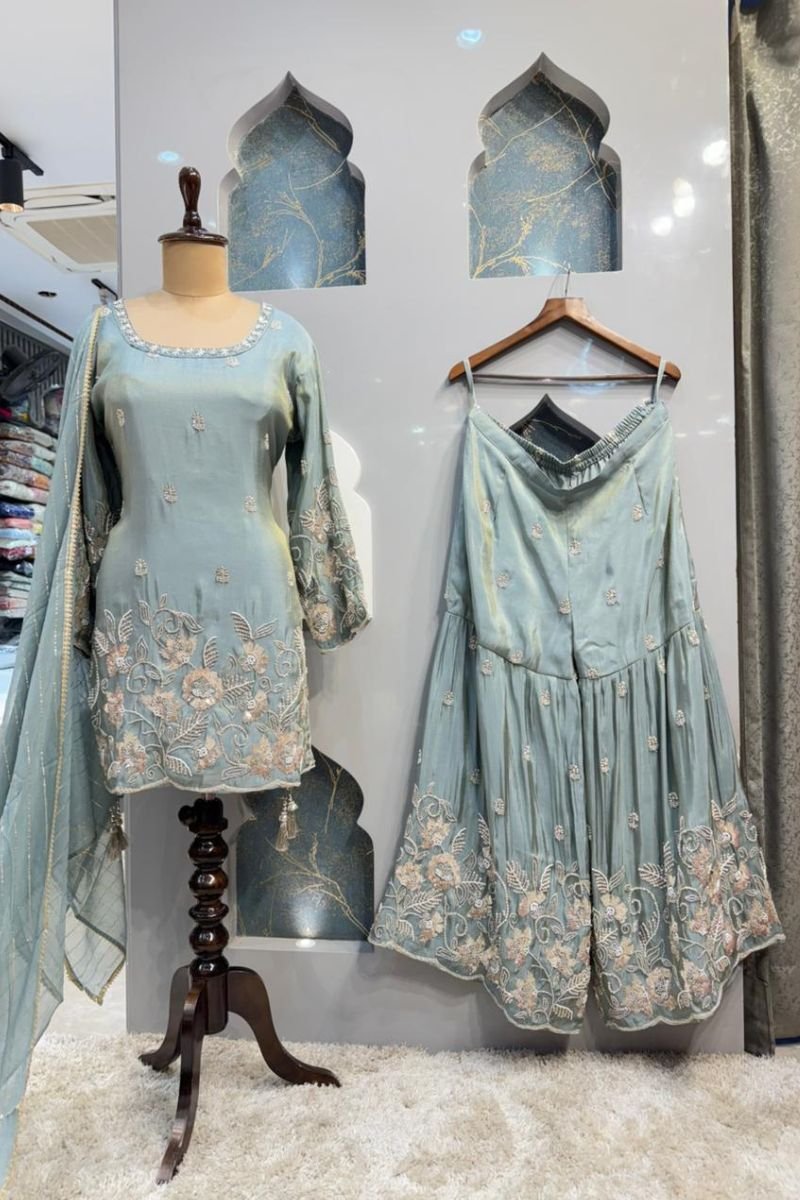 "CELESTIAL MINT DESIGNER SHARARA SET" - Image 3