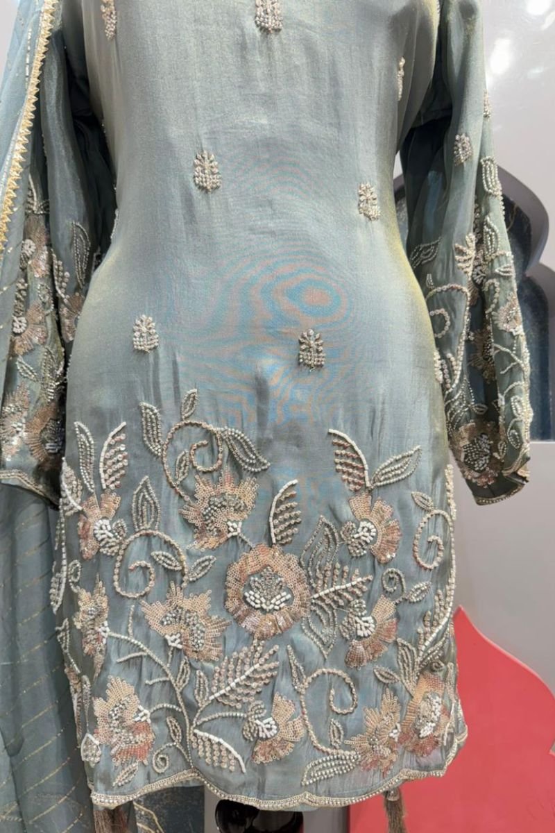 "CELESTIAL MINT DESIGNER SHARARA SET" - Image 4