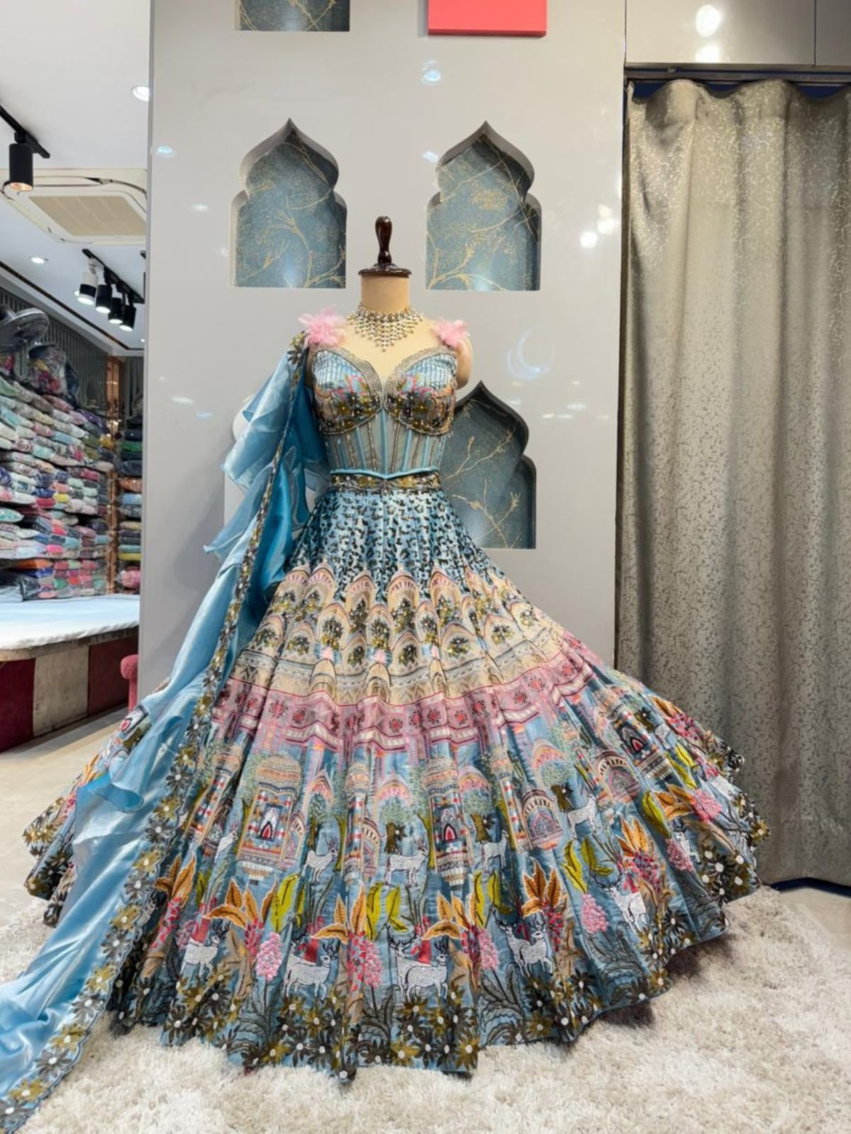 "CELESTIAL GARDEN STORY LEHENGA"