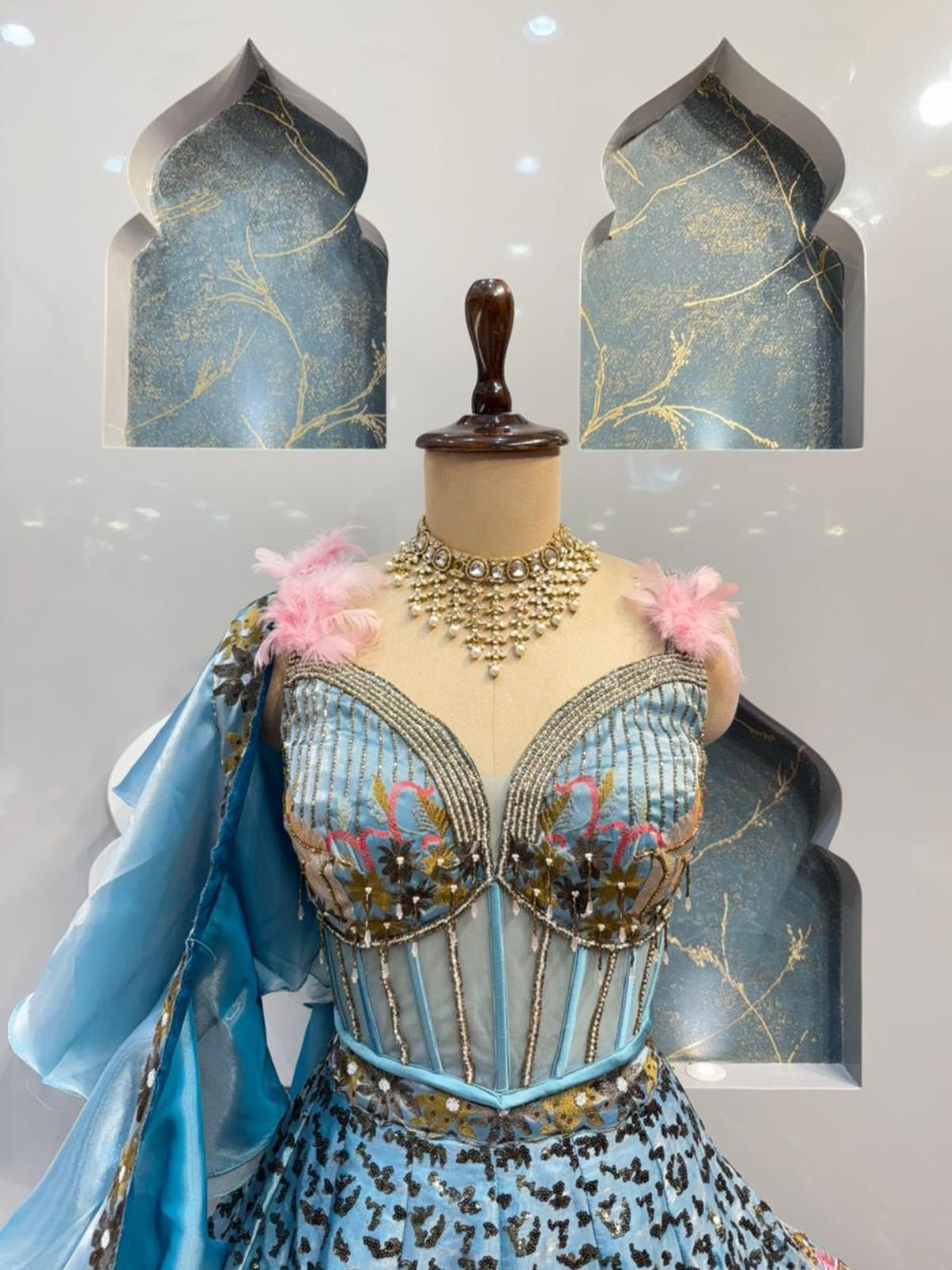 "CELESTIAL GARDEN STORY LEHENGA" - Image 6