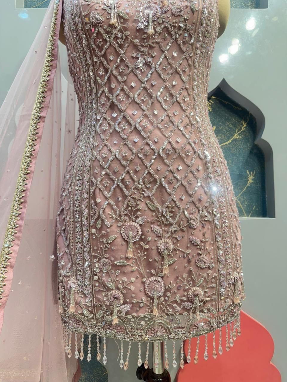 "BLUSH PINK EMBELLISHED SHARARA" - Image 5