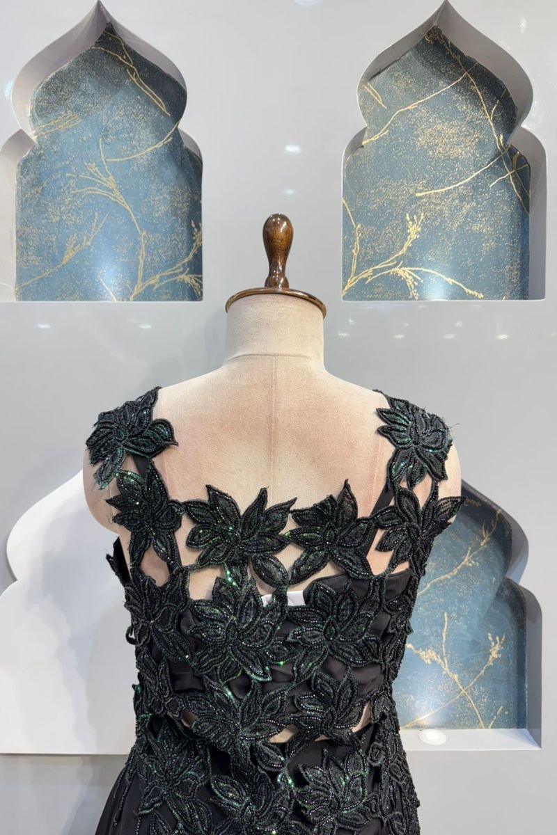 "EMERALD NOIR FLORAL COUTURE INDO-WESTERN" - Image 5