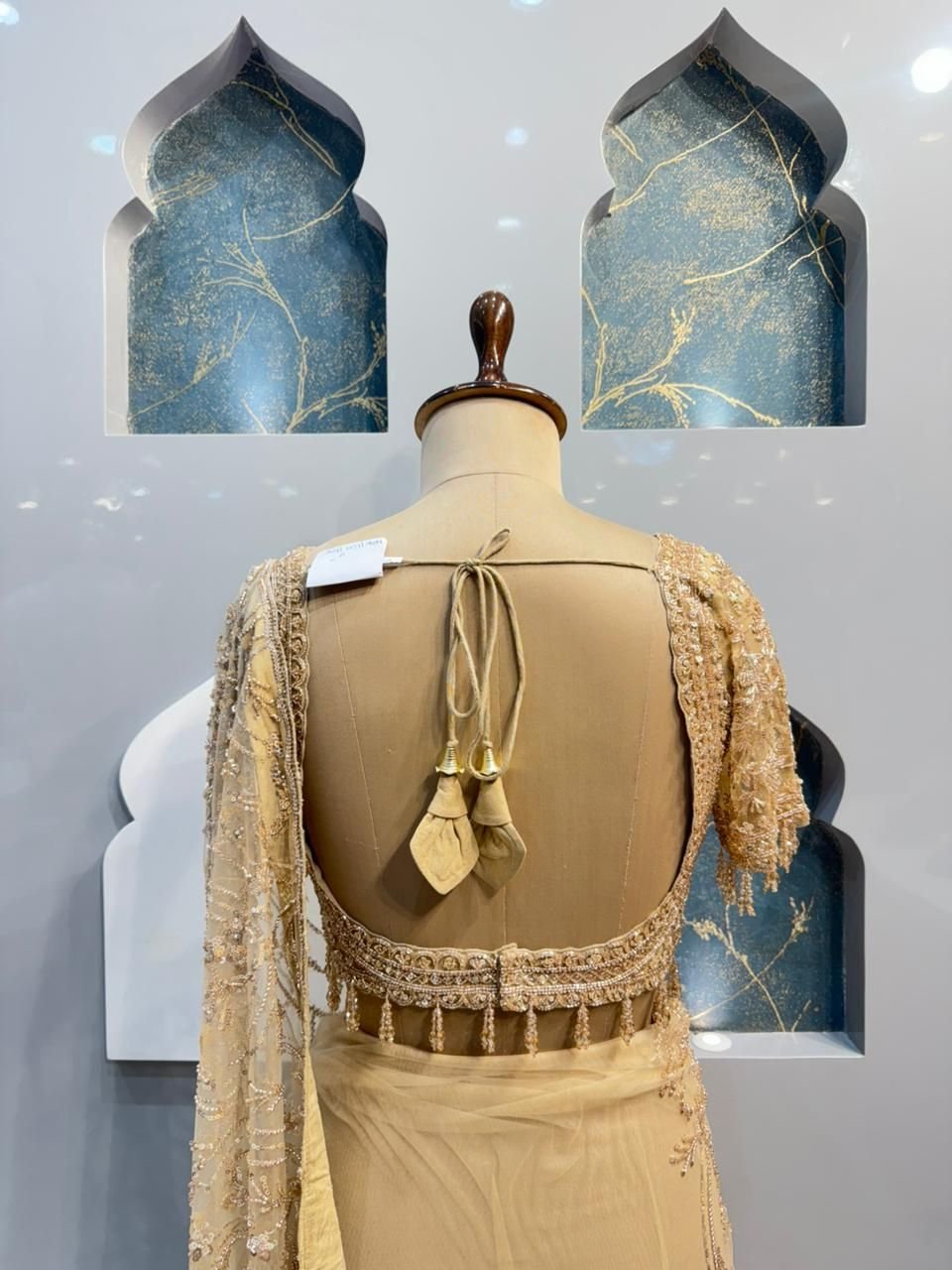 "CHAMPAGNE ELEGANCE EMBROIDERED SAREE" - Image 5