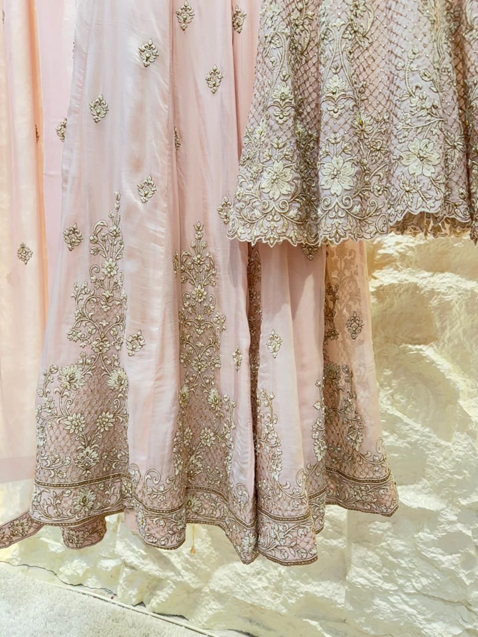 " BLUSH PINK EMBROIDERED SHARARA GARARA SUIT" - Image 3