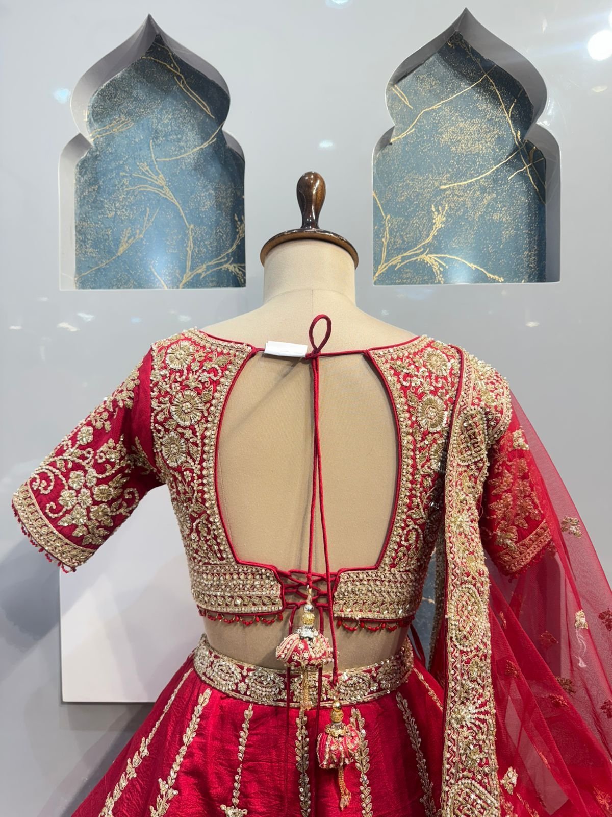 "ROYAL SCARLET BRIDAL LEHENGA" - Image 5