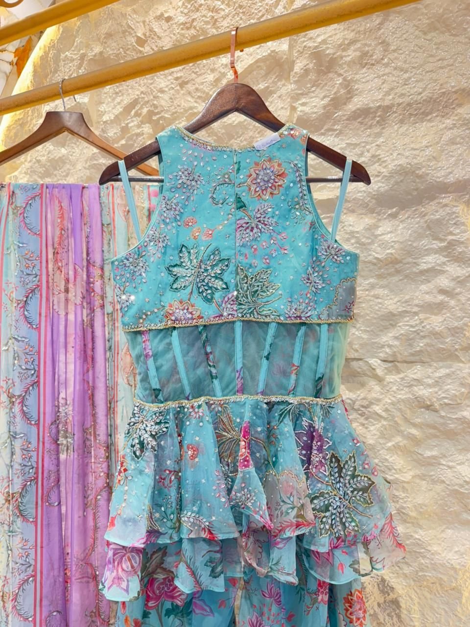 "AQUA BLOOM PRINTED INDOWESTERN" - Image 6