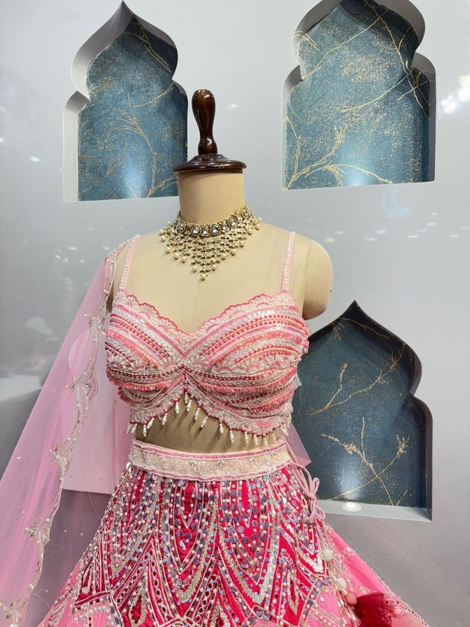 "BLUSH ROYALE EMBELLISHED BRIDAL LEHENGA" - Image 3