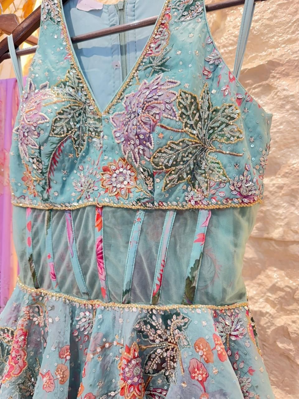 "AQUA BLOOM PRINTED INDOWESTERN" - Image 3