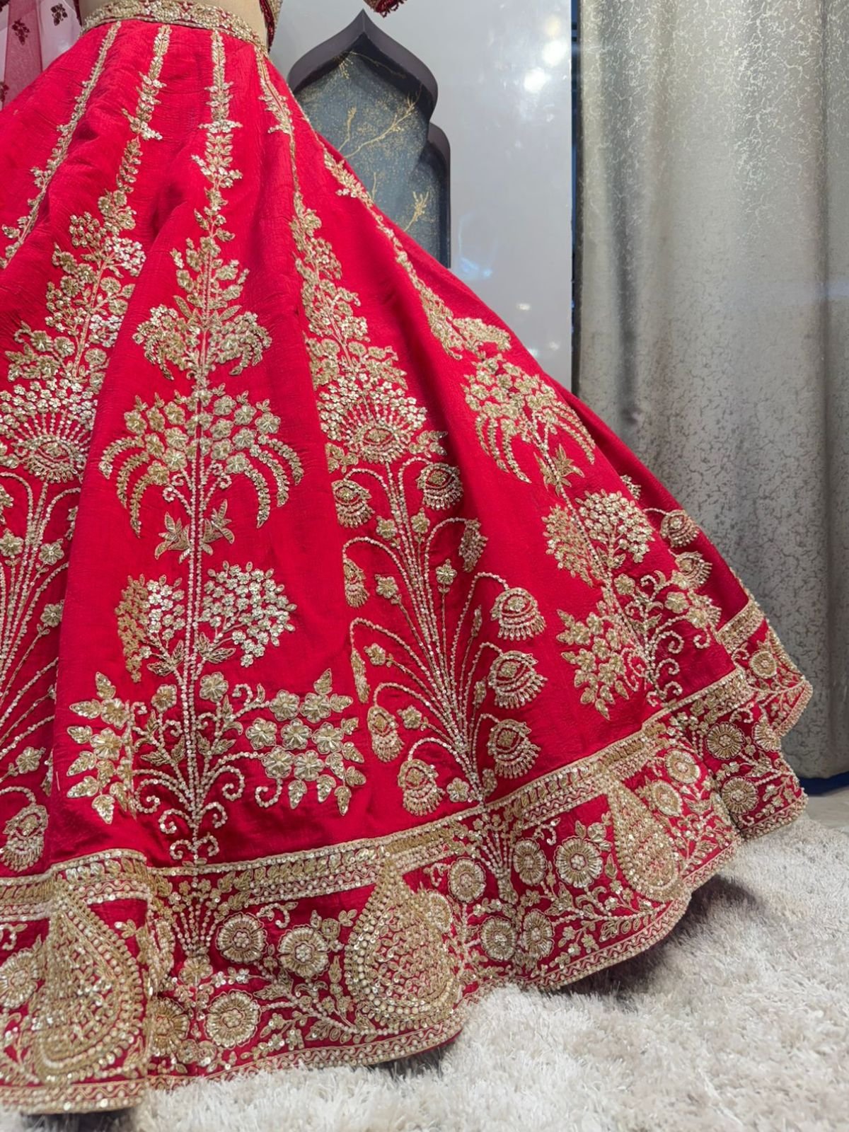"ROYAL SCARLET BRIDAL LEHENGA" - Image 4