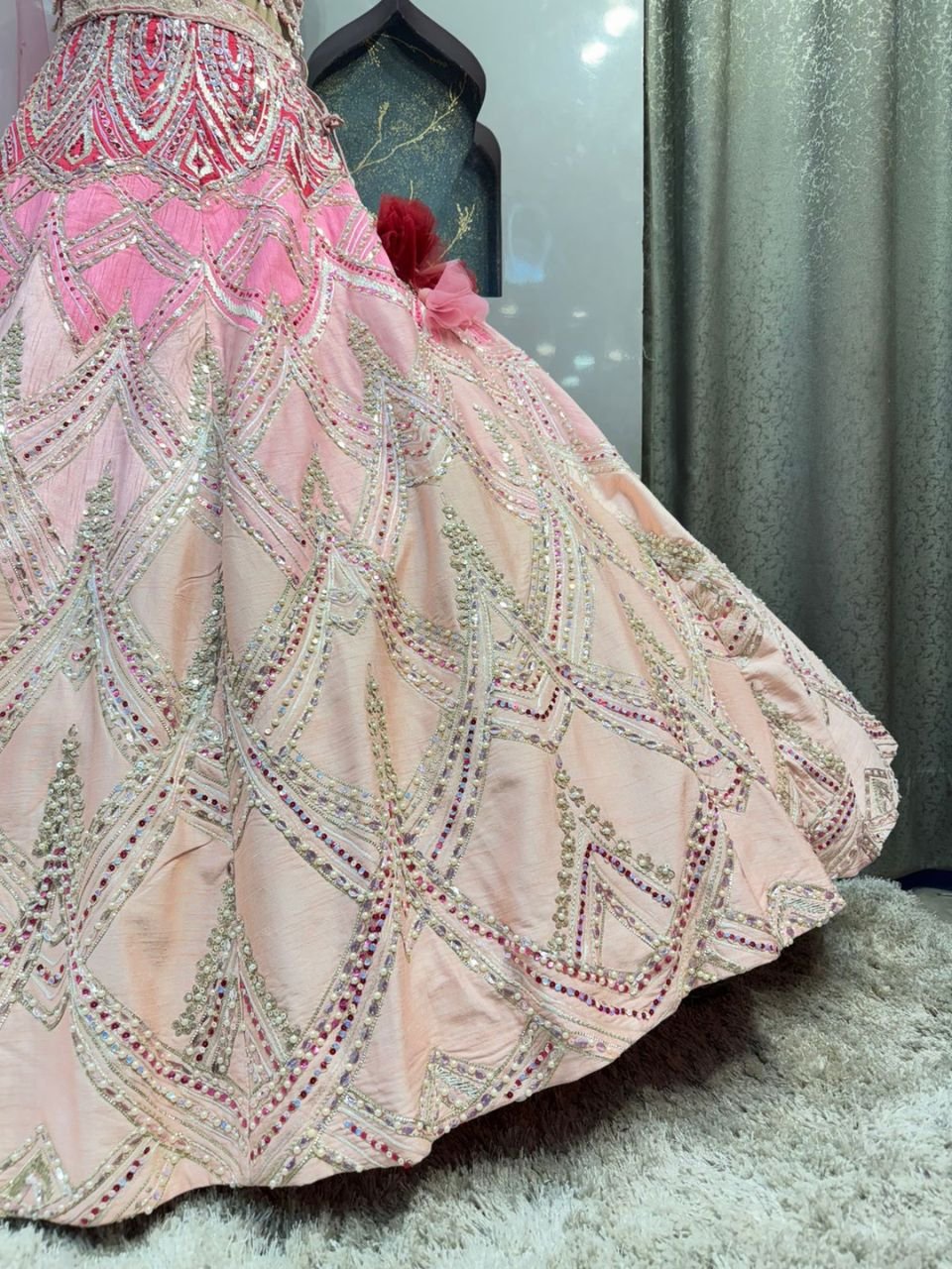 "BLUSH ROYALE EMBELLISHED BRIDAL LEHENGA" - Image 4