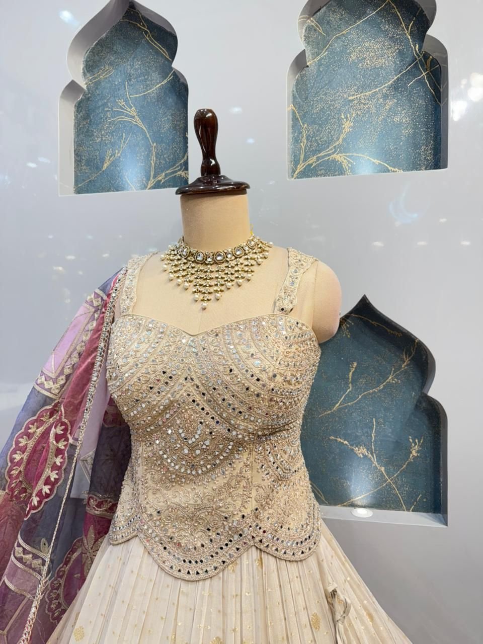 "IVORY REGAL EMBELLISHED LEHENGA" - Image 4