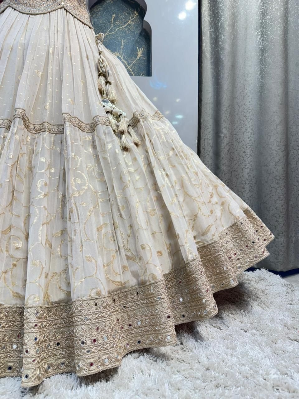 "IVORY REGAL EMBELLISHED LEHENGA" - Image 5