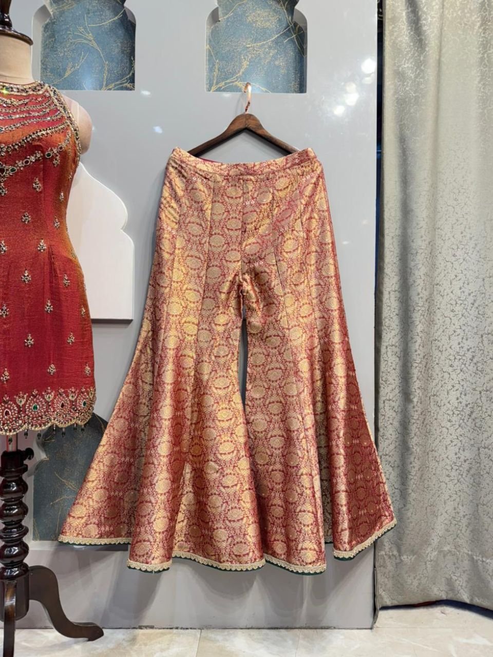 "CORAL EMBROIDERED SLEEVELESS SHARARA" - Image 4