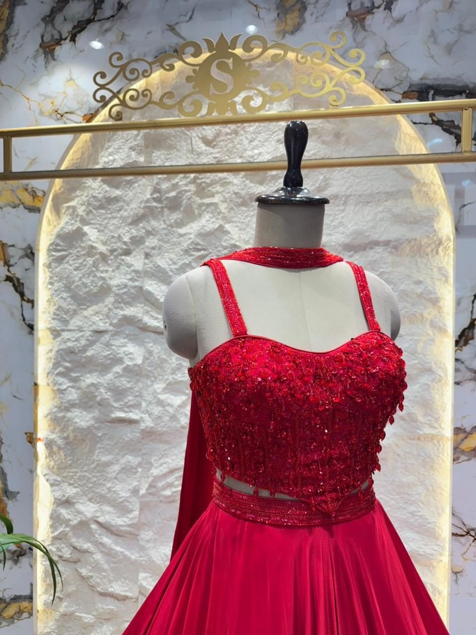"CRIMSON ROYALE EMBELLISHED LEHENGA" - Image 3