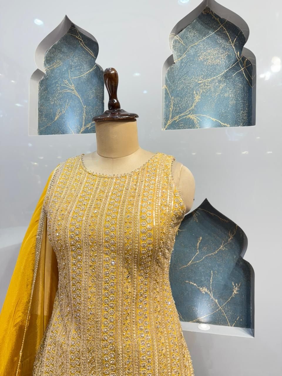 "SUNSHINE YELLOW EMBROIDERED SHARARA" - Image 3