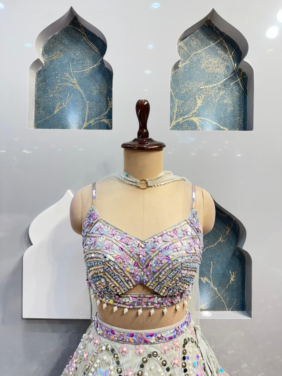 "PASTEL PRISM EMBROIDERED BRIDAL LEHENGA" - Image 3
