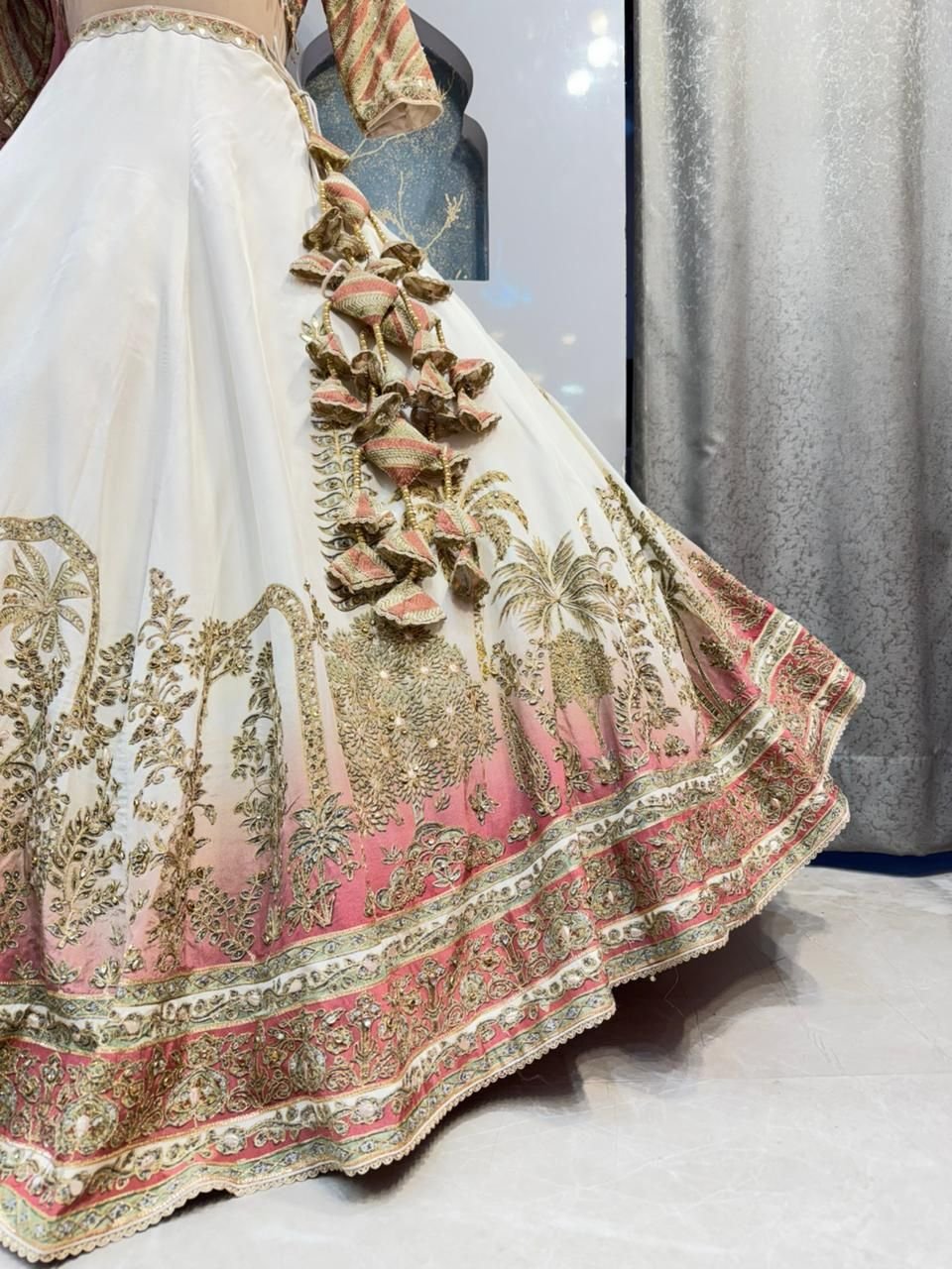 "IVORY BLUSH HERITAGE EMBROIDERED LEHENGA" - Image 5