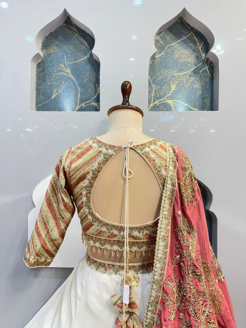 "IVORY BLUSH HERITAGE EMBROIDERED LEHENGA" - Image 6