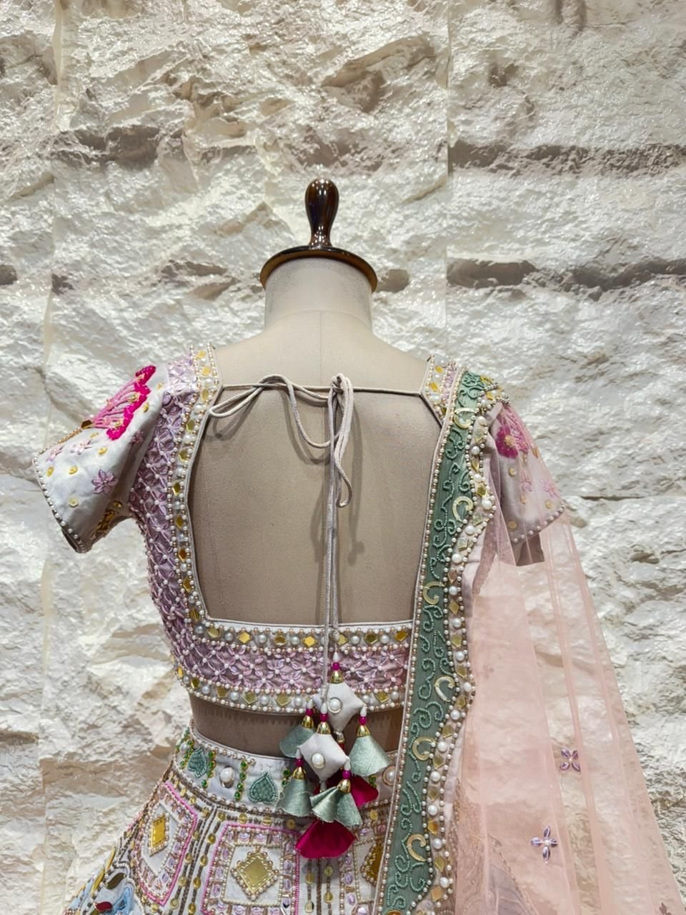 "PASTEL ROYALE HANDCRAFTED LEHENGA" - Image 7