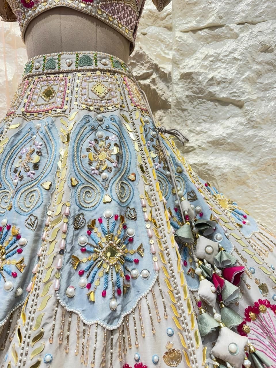 "PASTEL ROYALE HANDCRAFTED LEHENGA" - Image 5