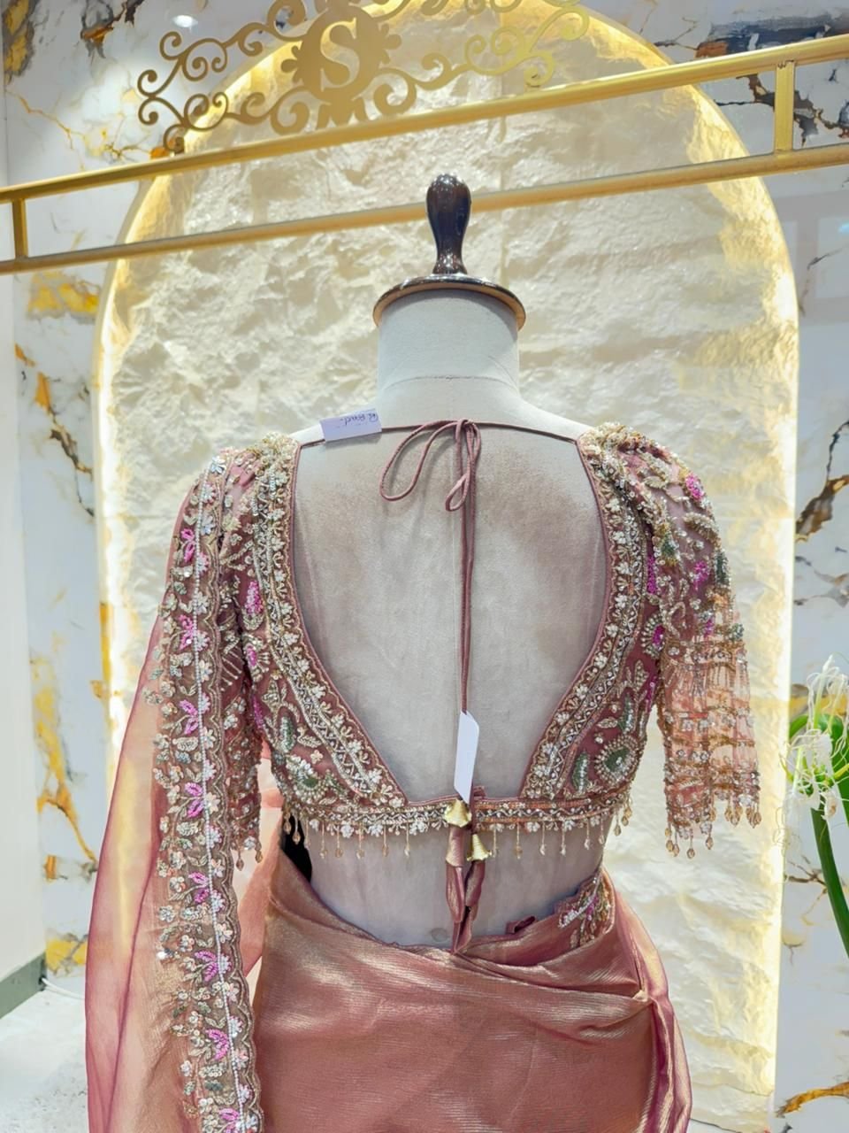 "ROSE GOLD RADIANCE EMBELLISHED SAREE" - Image 5