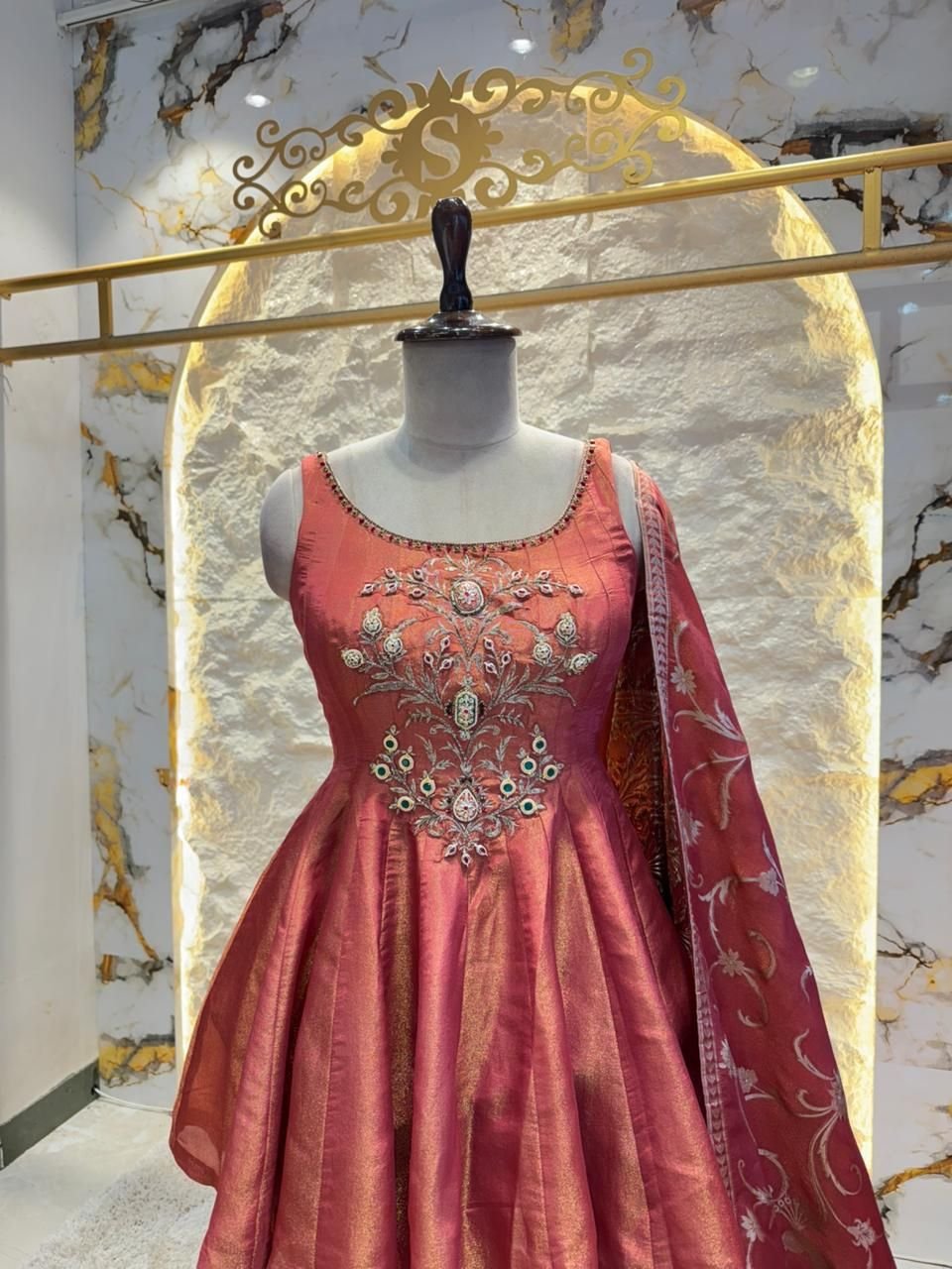 "ROSE GOLD AURA PEPLUM SHARARA" - Image 2