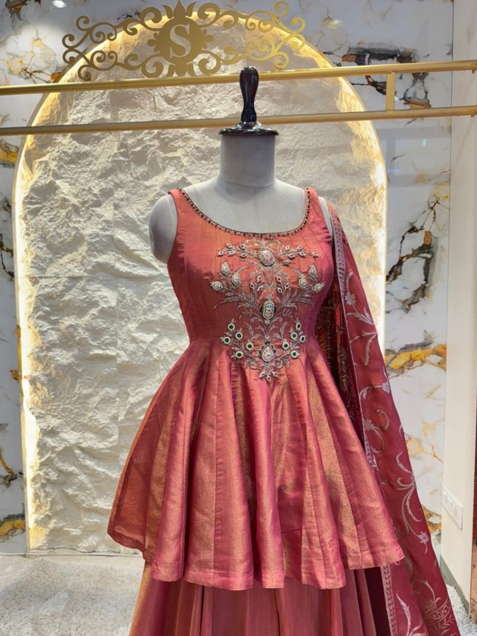 "ROSE GOLD AURA PEPLUM SHARARA" - Image 3