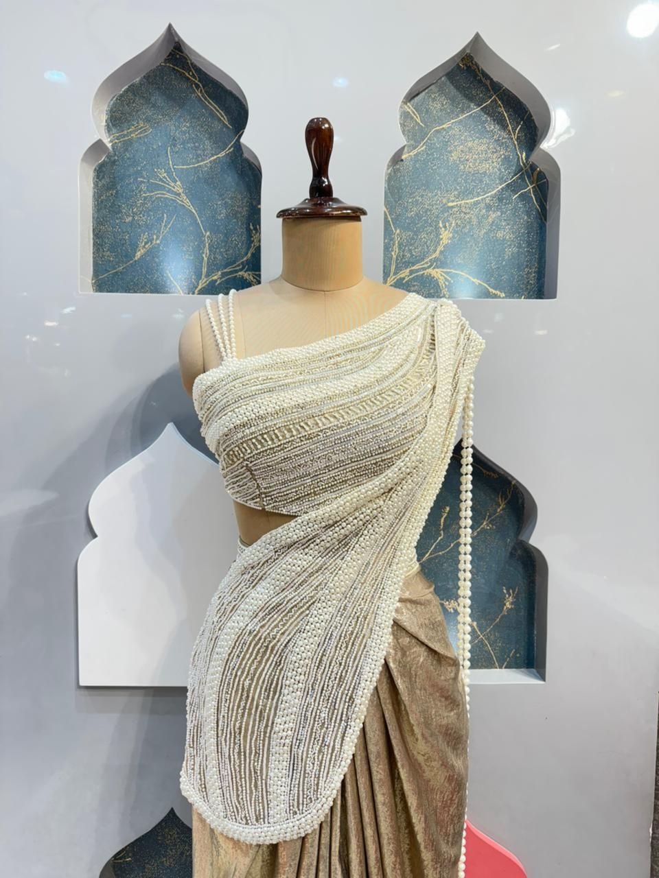 "PEARL CASCADE DRAPE SAREE" - Image 2