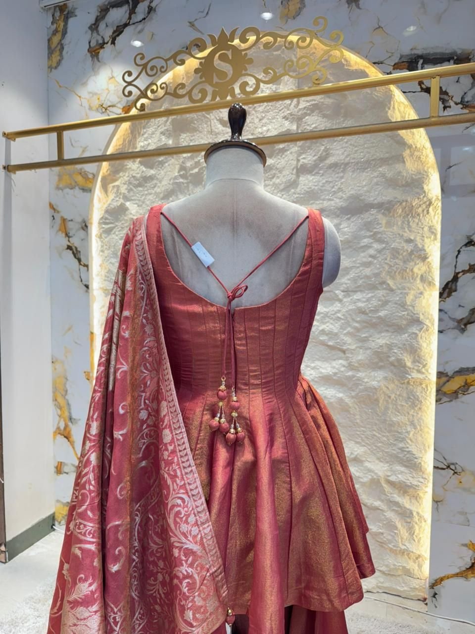 "ROSE GOLD AURA PEPLUM SHARARA" - Image 6