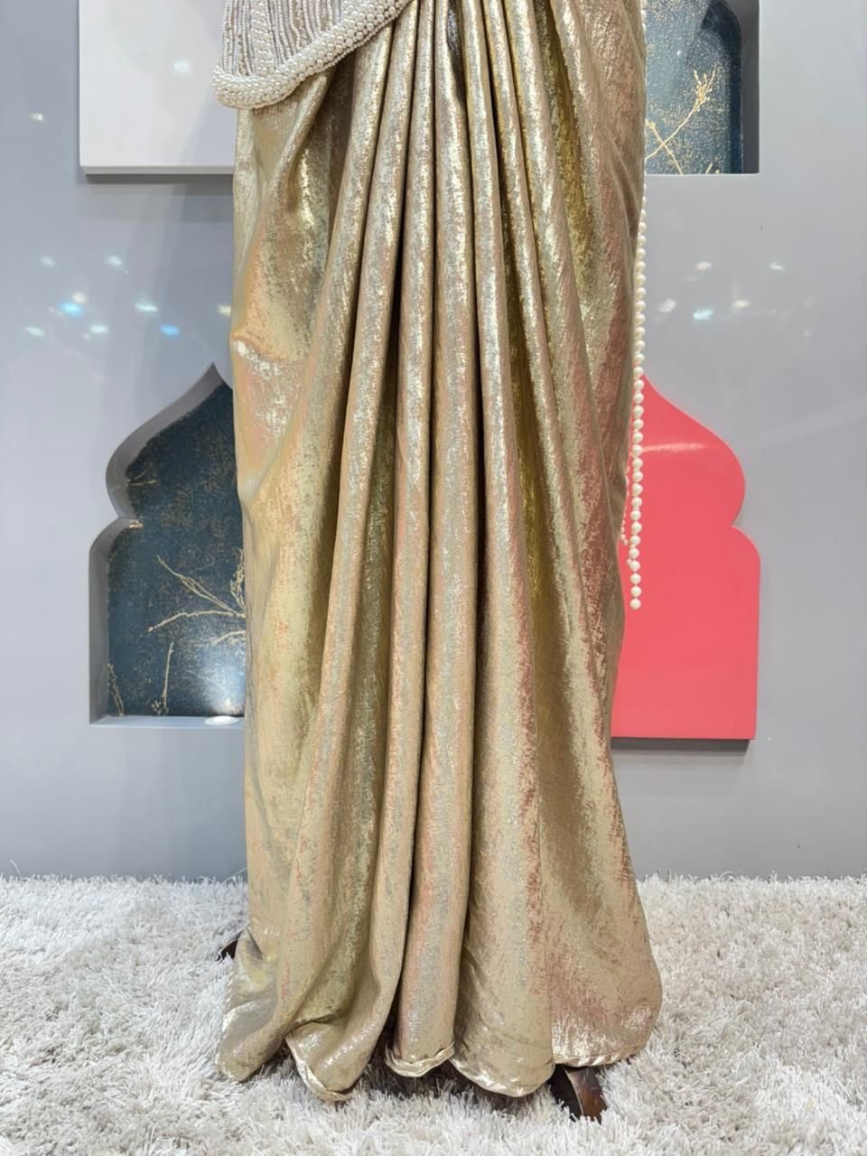 "PEARL CASCADE DRAPE SAREE" - Image 4