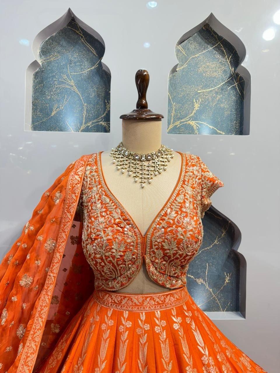 "RUST ORANGE HERITAGE LEHENGA" - Image 2