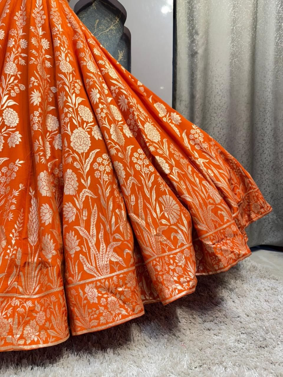 "RUST ORANGE HERITAGE LEHENGA" - Image 4