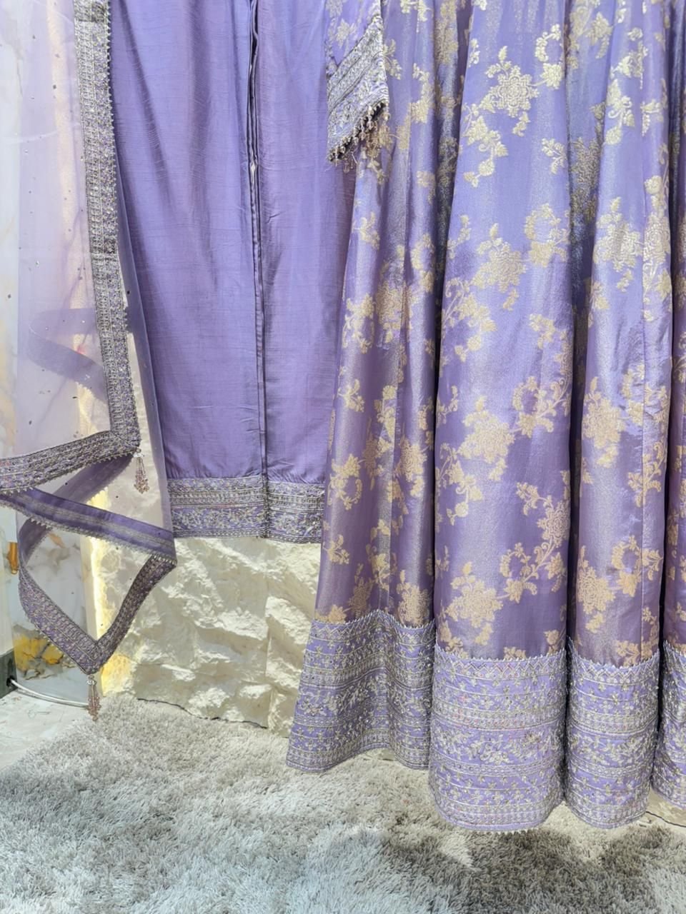 "LAVENDER NOOR EMBROIDERED ANARKALI" - Image 4