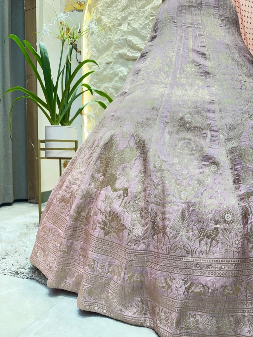 "BLUSH ROYALE WOVEN LEHENGA" - Image 5
