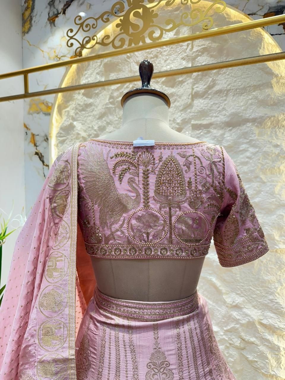 "BLUSH ROYALE WOVEN LEHENGA" - Image 6