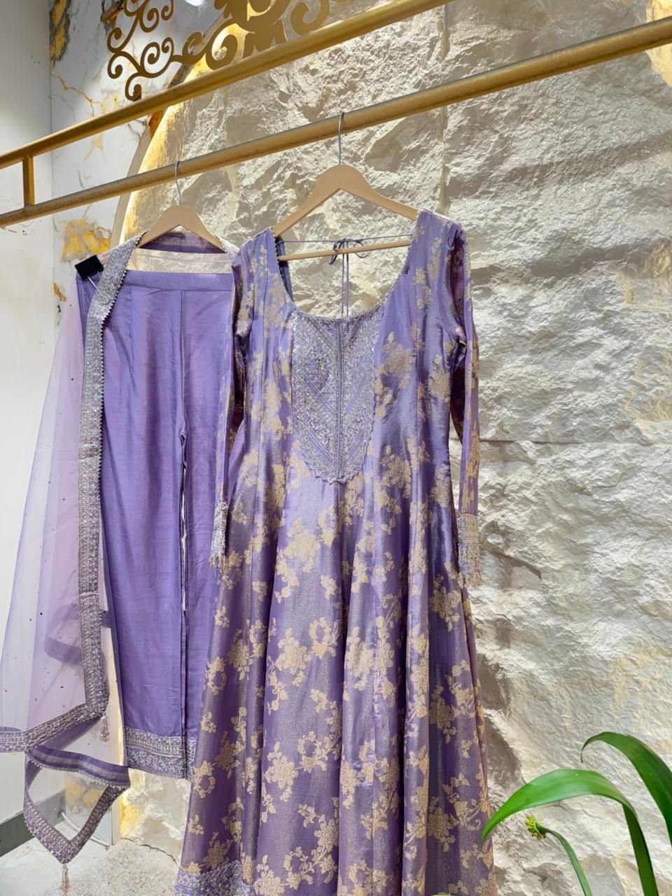 "LAVENDER NOOR EMBROIDERED ANARKALI" - Image 3