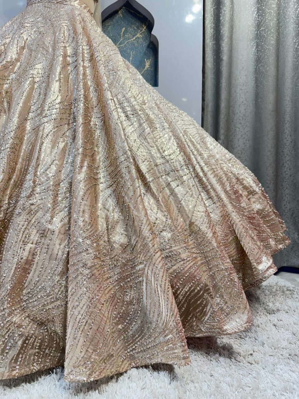 "CHAMPAGNE STARDUST LEHENGA" - Image 4