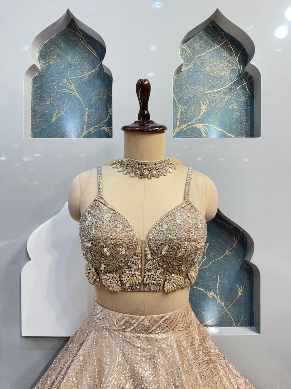 "CHAMPAGNE STARDUST LEHENGA" - Image 2