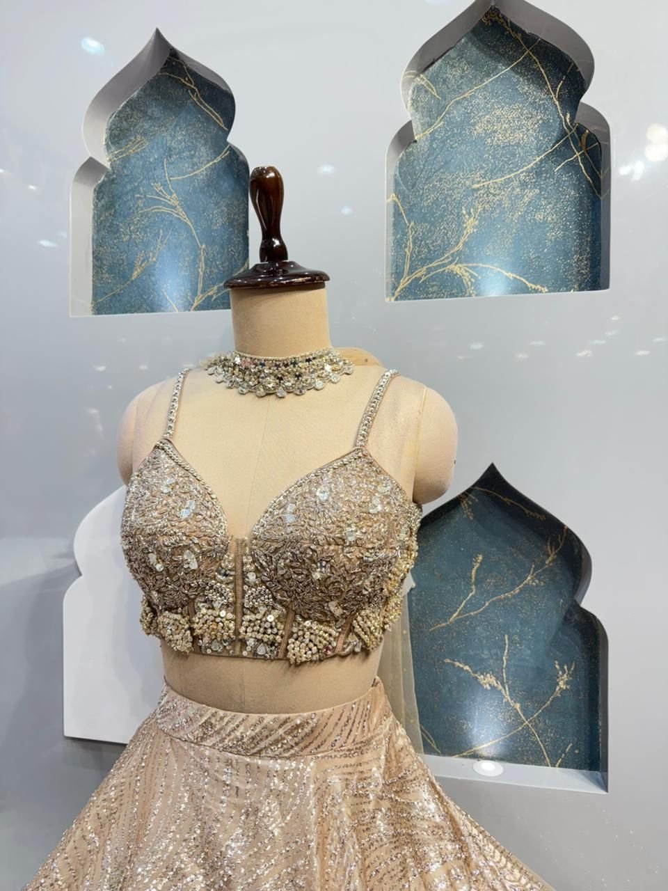 "CHAMPAGNE STARDUST LEHENGA" - Image 3