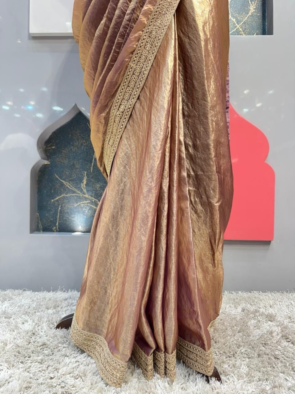 "ROSE GOLD LUXE DRAPE SAREE" - Image 5