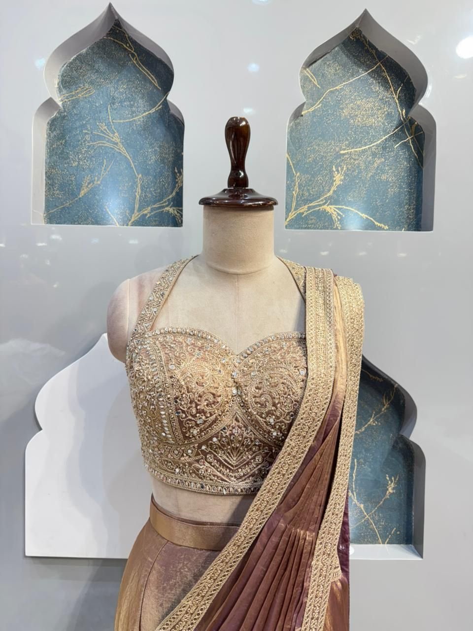 "ROSE GOLD LUXE DRAPE SAREE" - Image 2