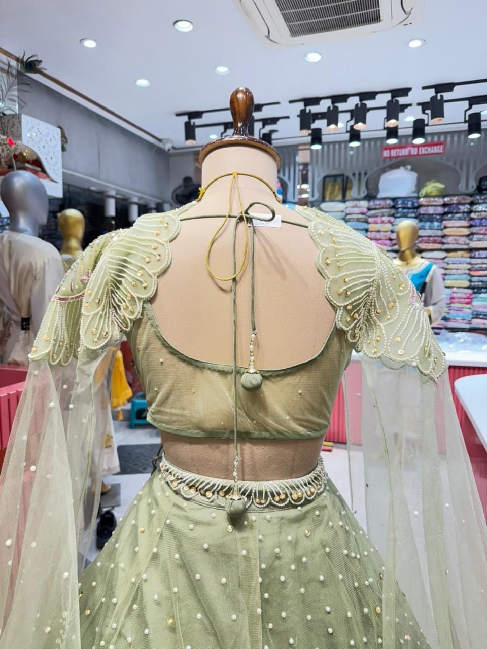 "ENCHANTED SAGE FLORAL LEHENGA" - Image 6